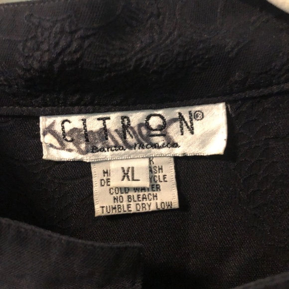 Citron , black silk patterned, blouse, size extra large - Picture 4 of 4